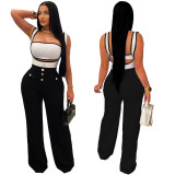 Women Casual Straps Strapless Top and suspenders two-piece set