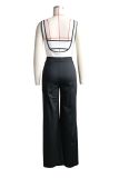 Women Casual Straps Strapless Top and suspenders two-piece set