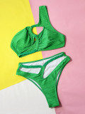 Women Solid Lace-Up Sexy Bikini Swimwear Two Pieces
