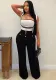 Women Casual Straps Strapless Top and suspenders two-piece set