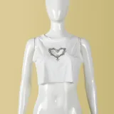 Women Fresh Summer Hollow Beaded Crop Tank Top