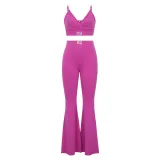 Women Solid Sleeveless Tank Top and Slit Trousers Casual Two-piece Set