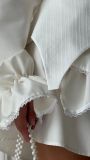 Women Spring Ruffled Lace Bell Bottom Sleeve Shirt Dress