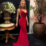 Spring Summer Women 's Strap V-Neck Low Back Long Dress