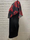 Rose Printed Shawl Women 's Slim Bodycon Plus Size Dress