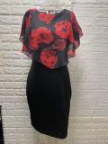 Rose Printed Shawl Women 's Slim Bodycon Plus Size Dress