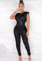 Sequins Round Neck Sleeveless Fashion Sexy Nightclub Jumpsuit