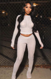 Women Xikong Net Sexy Long Sleeve Top and Pant Two-piece Set