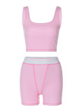 Sports And Fitness Set Sexy Crop Short Vest Slim Shorts Two-Piece Set