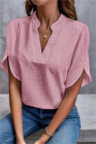 Women Summer Solid V-Neck Off-Shoulder Loose Shirt