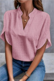Women Summer Solid V-Neck Off-Shoulder Loose Shirt