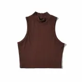 Women Stand Collar Sexy Sleeveless Crop Top