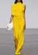 Women Pants Solid One Shoulder Stacked Collar Jumpsuit