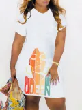 Plus Size Women Spring and Summer Printed Dress