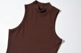 Women Stand Collar Sexy Sleeveless Crop Top
