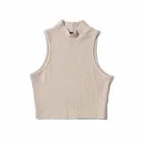 Women Stand Collar Sexy Sleeveless Crop Top