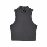 Women Stand Collar Sexy Sleeveless Crop Top