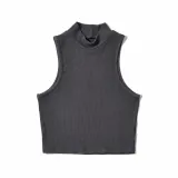 Women Stand Collar Sexy Sleeveless Crop Top