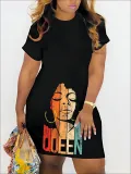 Plus Size Women Spring and Summer Printed Dress