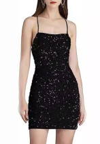 Women's Sparkling Sequin Strap Tight Fitting Party Dress