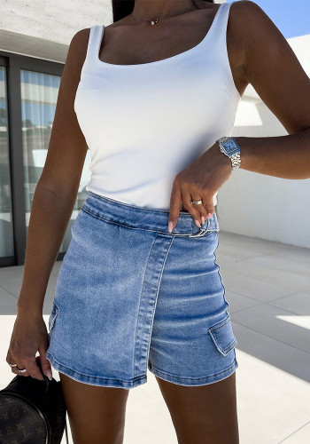 Summer Fashionable Casual Solid Color Denim Shorts