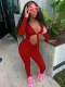 Women's Autumn Solid Color Lace-up Cutout Jumpsuit