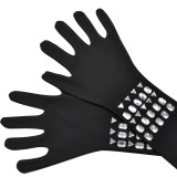Women Beaded Sexy Gloves Maxi Dress