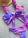 Women Bikini Tie Dye Swimwears Three-Piece