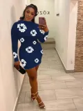 Women Long Sleeve Bodycon Sexy Print Dress