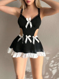 Sexy Lingerie Bow Hollow Out Strap Nightdress