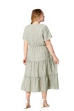 Plus Size Women's Summer V-Neck Short Sleeve Floral Casual Dress