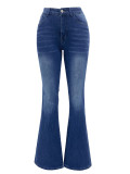 Spring And Summer Washed Women's Slim Fit Chic Bootcut Denim Pants