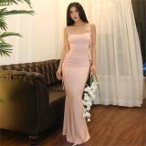 Women's Summer Casual Sleeveless Lace-Up Strap Slim Fit Mermaid Long Dress