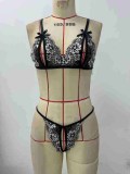 Sexy Women's Lingerie Flower Embroidered Mesh See-Through Sexy Bra Underwear Bra Set