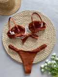 Sexy Solid Two Pieces Women's Bikini Swimsuit