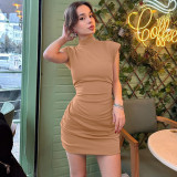 Women's Summer Fashion Solid Color Slim Fit Sleeveless Bodycon Dress