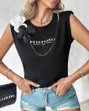 Floral Chain Contrast Sleeveless Top