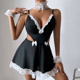 Erotic Lingerie Uniform Cosplay Maid Sexy Low Back Dress