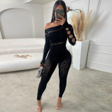 Sexy Hollow Seamless Knitting Jacquard One-Piece High Stretch Jumpsuit