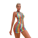 Women Sexy Colorful Striped Beach Bikini Dress
