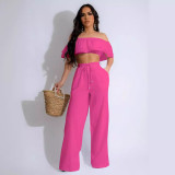 Women Casual Ruffled Top and Pants Two-piece Set