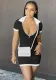 Women Zipper Turndown Collar Ribbed Short Sleeve Dress