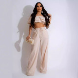 Women Casual Ruffled Top and Pants Two-piece Set