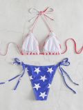 Women Sexy American Flag Strappy SwimsuitTwo Pieces