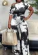 Plus Size Women Summer Print Jumpsuit