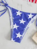 Women Sexy American Flag Strappy SwimsuitTwo Pieces