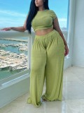 Stylish And Comfortable Casual Plus Size Solid Color Summer Two-Piece Pants Set