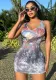Women's Fashionable Sexy Slim Tank Dress Tie Dye Eagle Print Sleeveless Tight Fitting Dress