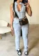 Stylish Zipper Pocket Sleeveless Two Piece Pants Set