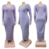 Plus Size Women Sexy Solid V-Neck Dress